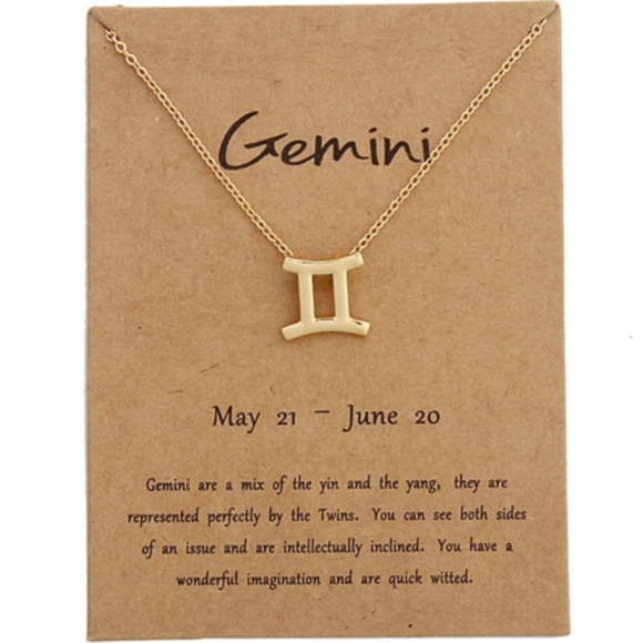 Golden Threads Jewelry - Zodiac Charm Pendant Necklace GEMINI